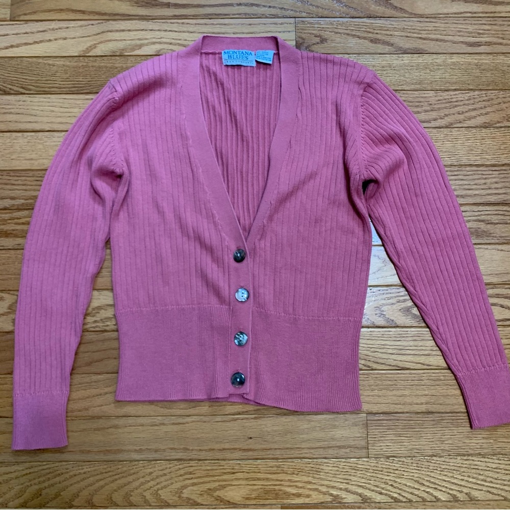90’s Y2K Montana Blues Jean Company Dusty Pink Crop Cardigan Sweater